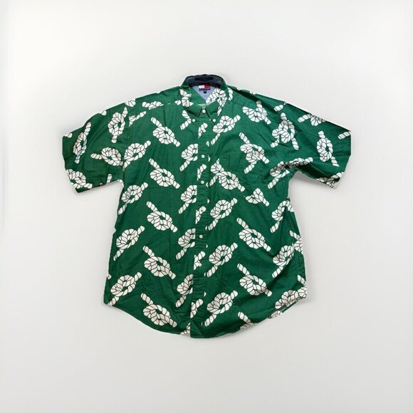 Tommy Hilfiger Other - Tommy Hilfiger Nautical Knot Rope Resort Shirt Short Sleeve Mens XL Green